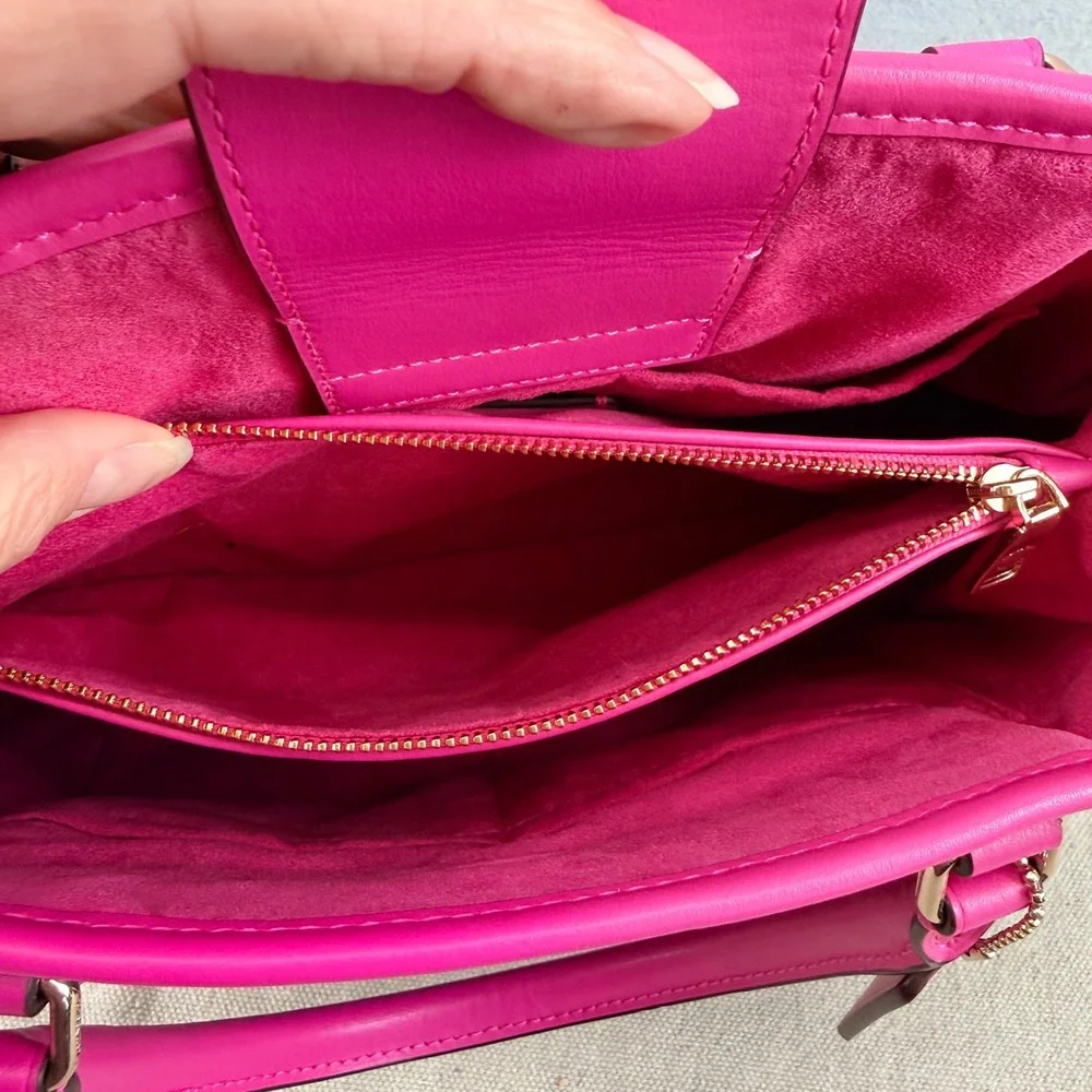 Coach Margot Carryall Signature Brown Canvas Bright Pink Trim Crossbody Tote Bag - Picture 10 of 12